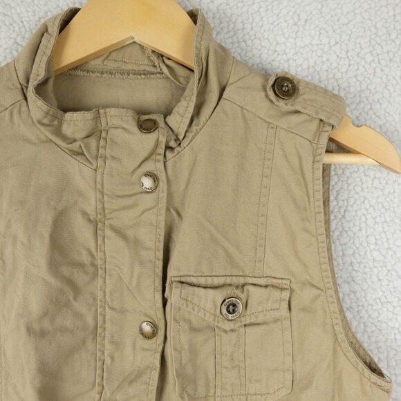 Vintage Vest Womens Small Beige Safari Pockets Full Zip Outdoor Lightweight Y2K - Picture 2 of 8